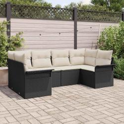 Ensemble de canap&eacute; de jardin 6 pcs Noir Poly rotin