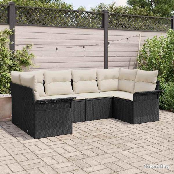Ensemble de canap� de jardin 6 pcs Noir Poly rotin
