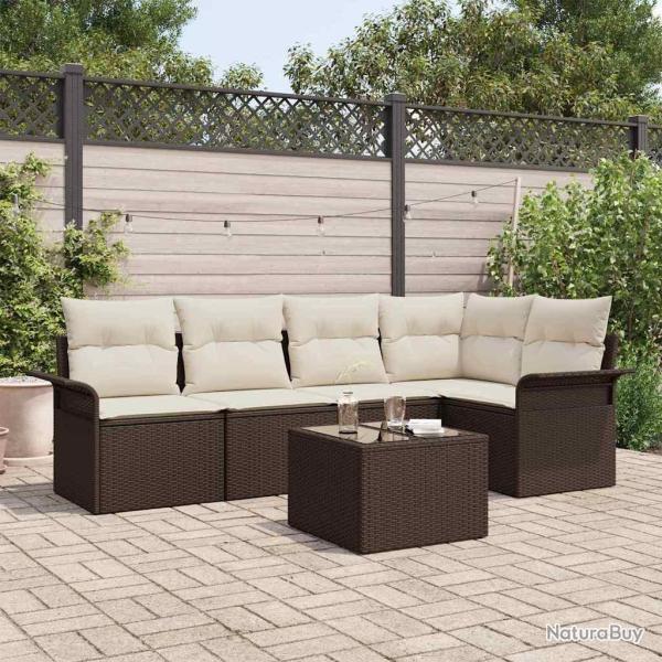 Ensemble de canap� de jardin 6 pcs Marron polyrotin