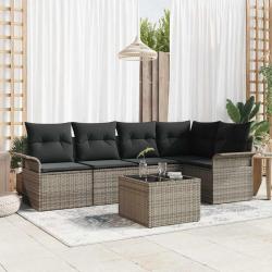 Ensemble de canap&eacute; de jardin avec coussin 6 pcs Gris Poly rotin