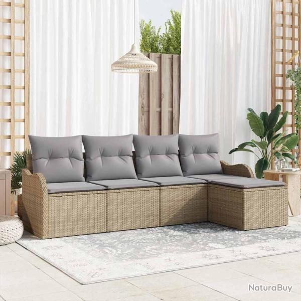 Ensemble de canap� de jardin 5 pcs Beige Poly rotin