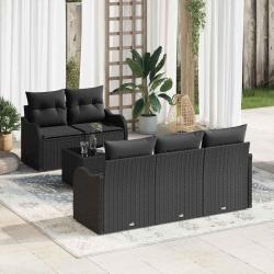 Ensemble de canap&eacute; de jardin avec coussin 6 pcs Noir