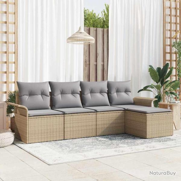 Ensemble de canap� de jardin avec coussin 5 pcs Beige polyrotin