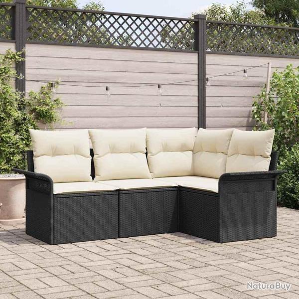 Ensemble de canap� de jardin avec stockage 4 pcs Noir polyrotin