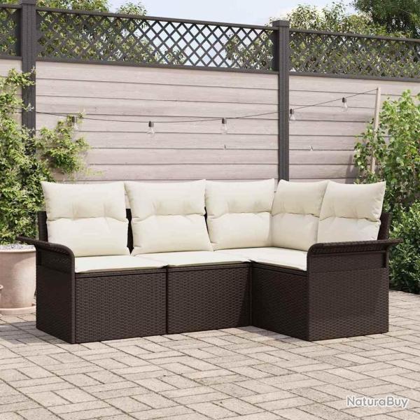 Ensemble de canap� de jardin 4 pcs Marron polyrotin