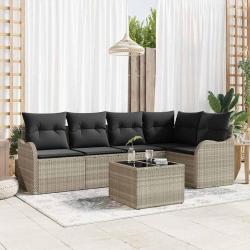 Ensemble de canap&eacute; de jardin 6 pcs Gris clair polyrotin