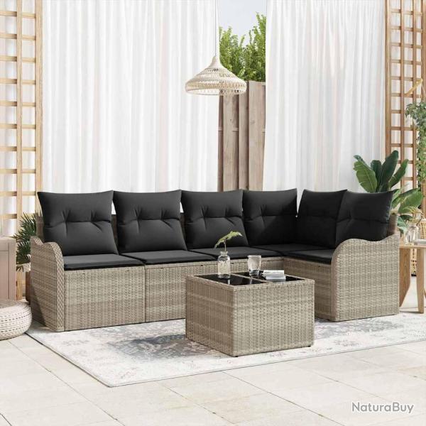Ensemble de canap� de jardin 6 pcs Gris clair polyrotin