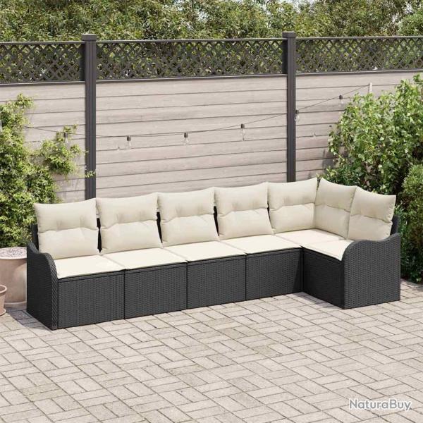 Ensemble de canap� de jardin avec stockage 6 pcs Noir polyrotin