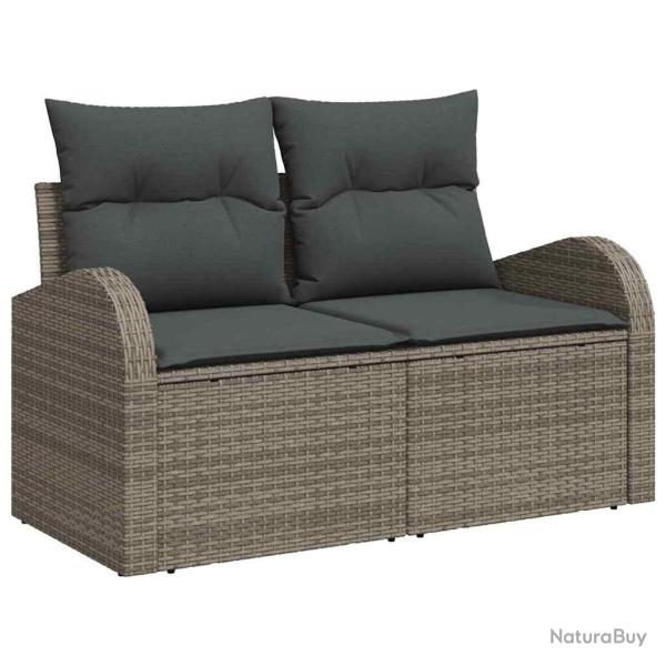 Ensemble de canap� de jardin avec stockage 6 pcs Gris polyrotin