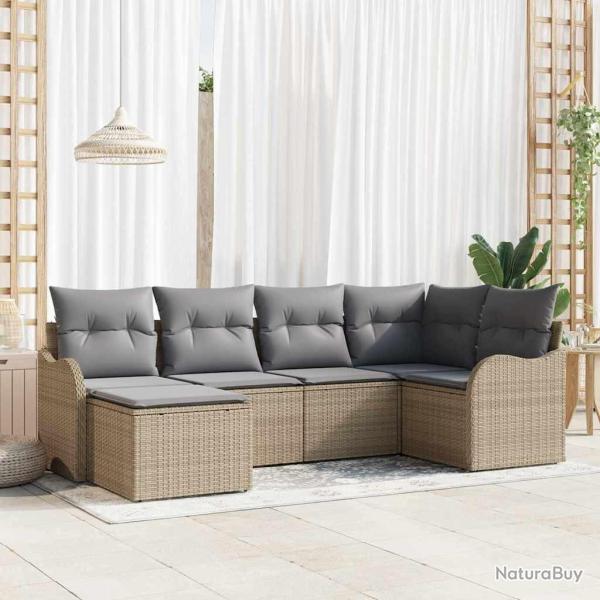 Ensemble de canap� de jardin 6 pcs beige et gris clair