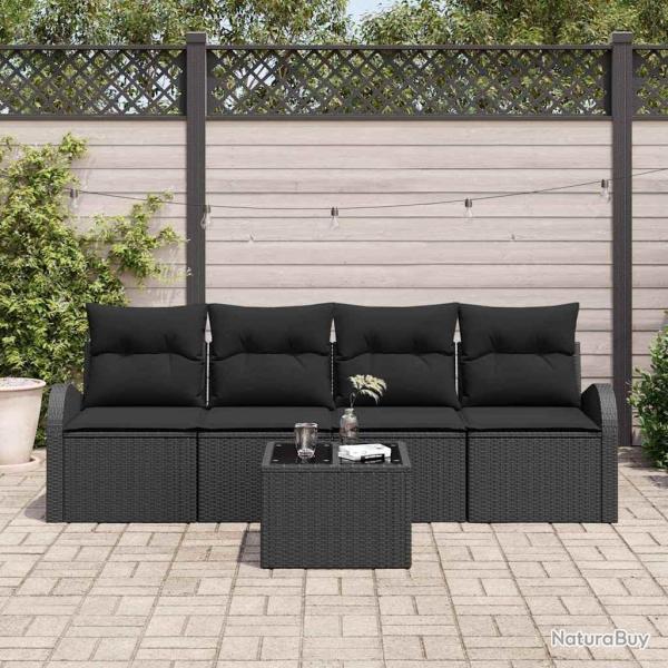 Ensemble de canap� de jardin avec stockage 5 pcs Noir polyrotin