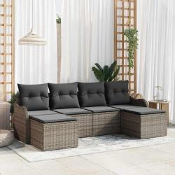 Ensemble de canap&eacute; de jardin avec stockage 6 pcs Gris polyrotin