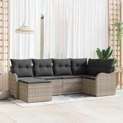Ensemble de canap&eacute; de jardin 6 pcs Gris clair Poly rotin