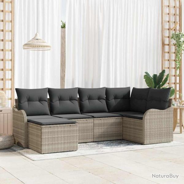 Ensemble de canap� de jardin 6 pcs Gris clair Poly rotin