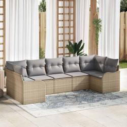 Ensemble de canap&eacute; de jardin 7 pcs beige et gris clair