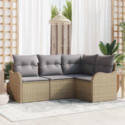 Ensemble de canap&eacute; de jardin 4 pcs Beige polyrotin