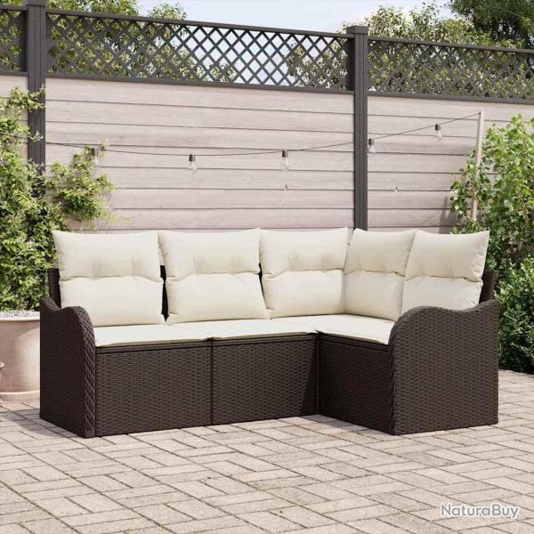 Ensemble de canap� de jardin 4 pcs Marron polyrotin