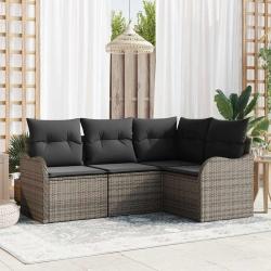 Ensemble de canap&eacute; de jardin avec stockage 4 pcs Gris polyrotin