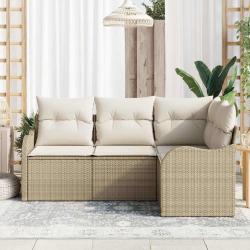 Ensemble de canap&eacute; de jardin 4 pcs Beige polyrotin