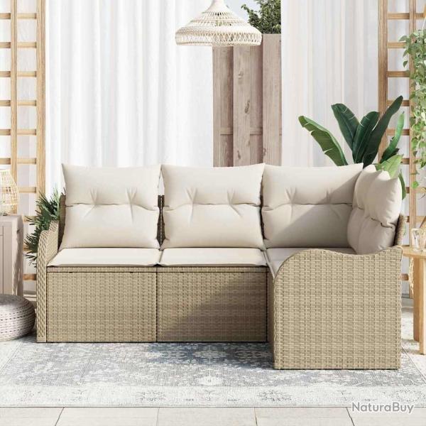 Ensemble de canap� de jardin 4 pcs Beige polyrotin