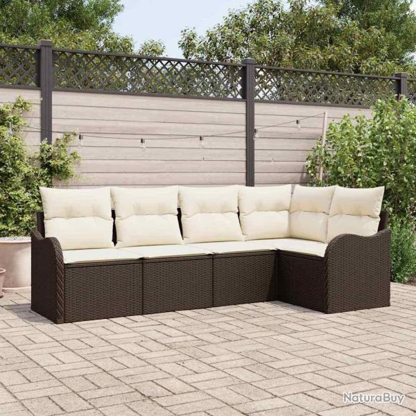 Ensemble de canap� de jardin 5 pcs Marron polyrotin
