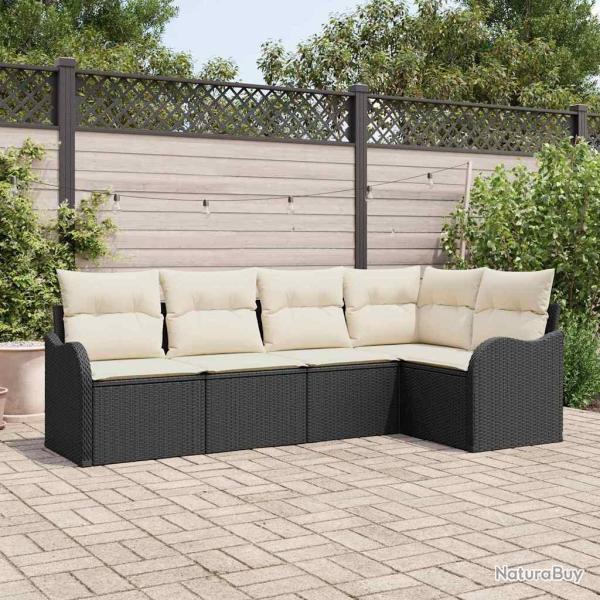 Ensemble de canap� de jardin avec stockage 5 pcs Noir polyrotin