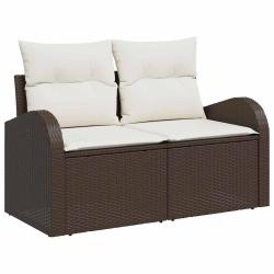 Ensemble de canap&eacute; de jardin 5 pcs Marron et Cr&egrave;me polyrotin