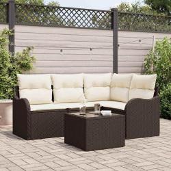 Ensemble de canap&eacute; de jardin avec stockage 5 pcs Gris polyrotin