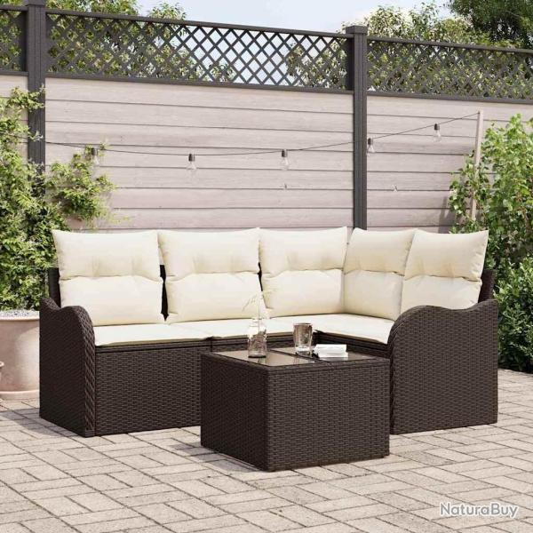 Ensemble de canap� de jardin avec stockage 5 pcs Gris polyrotin