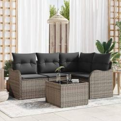 Ensemble de canap&eacute; de jardin avec stockage 5 pcs Noir polyrotin