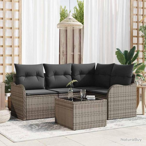 Ensemble de canap� de jardin avec stockage 5 pcs Noir polyrotin