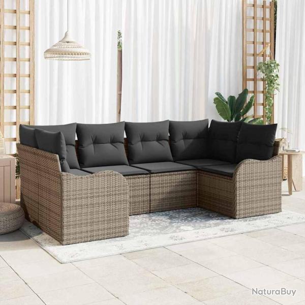 Ensemble de canap� de jardin 6 pcs Gris Poly rotin