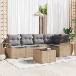 Ensemble de canap&eacute; de jardin 6 pcs Beige Poly rotin