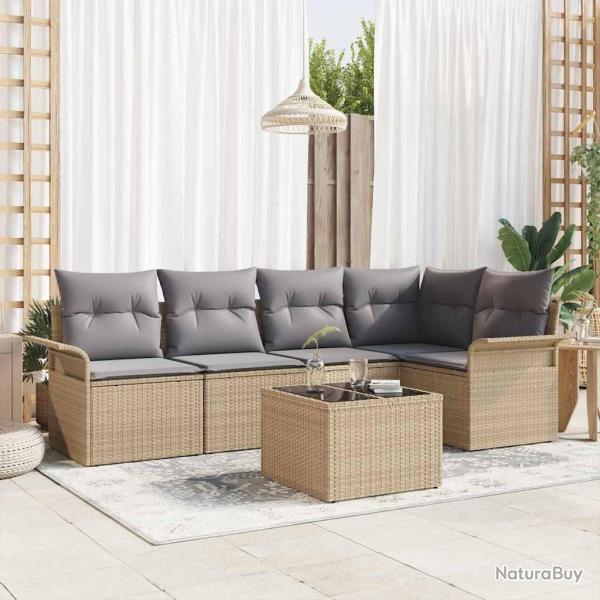 Ensemble de canap� de jardin 6 pcs Beige Poly rotin