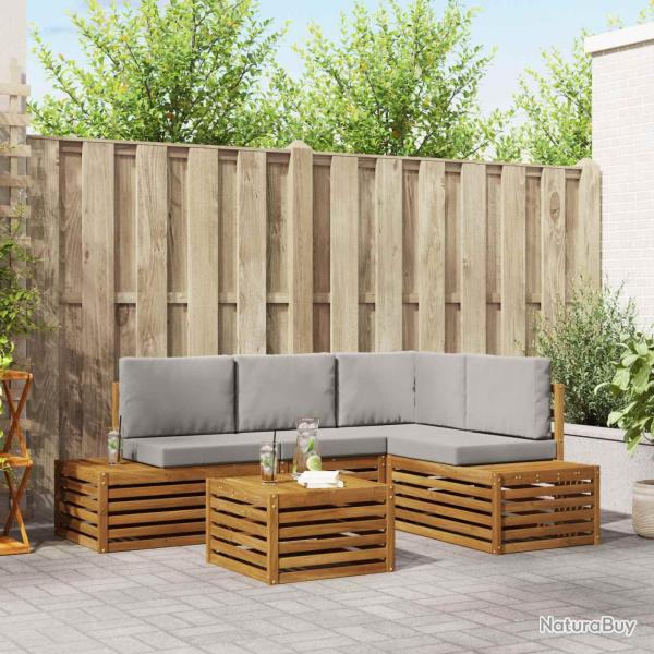 Ensemble de canap�s d'ext�rieur 5 Pi�ce Gris Naturel et Clair