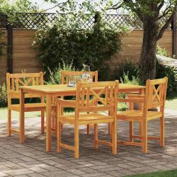 Ensemble de salle &agrave; manger pour jardin 5 pcs Marron