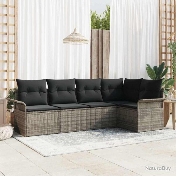 Ensemble de canap� de jardin avec stockage 5 pcs Gris polyrotin