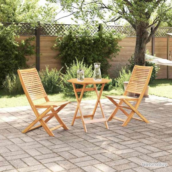 Ensemble bistro pliant 3 pcs Marron Bois d'Acacia Massif