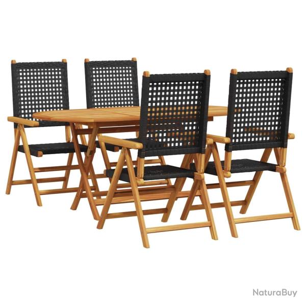 Ensemble de salle � manger pour jardin 5 pcs Noir
