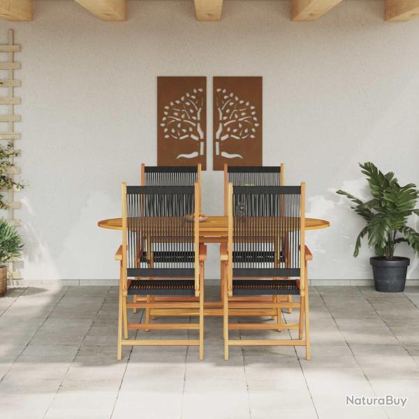 Ensemble de salle � manger pour jardin 5 pcs Noir