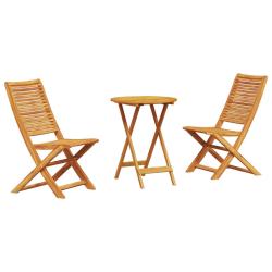 Ensemble bistro pliant 3 pcs Marron Bois d'Acacia Massif