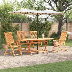 Ensemble de salle &agrave; manger pour jardin 5 pcs Marron