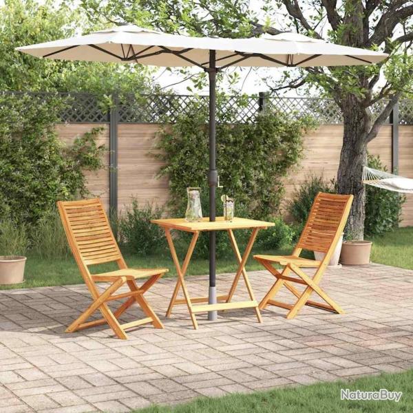 Ensemble bistro pliant 3 pcs Marron Bois d'Acacia Massif