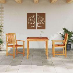 Ensemble de salle &agrave; manger pour jardin 3 pcs Marron