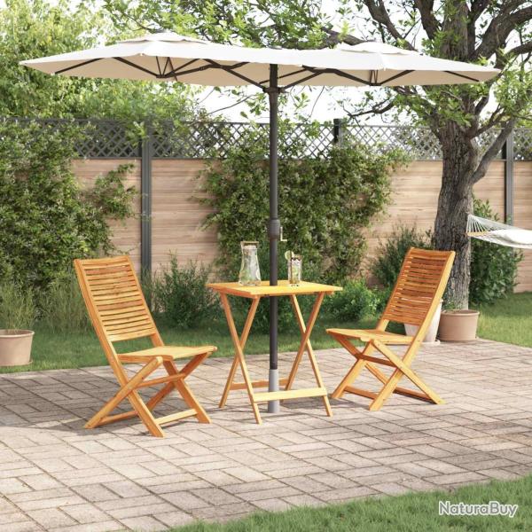 Ensemble bistro pliant 3 pcs Marron Bois d'Acacia Massif