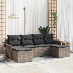 Ensemble de canap&eacute; de jardin avec stockage 6 pcs Gris polyrotin