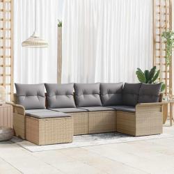 Ensemble de canap&eacute; de jardin 6 pcs Beige polyrotin