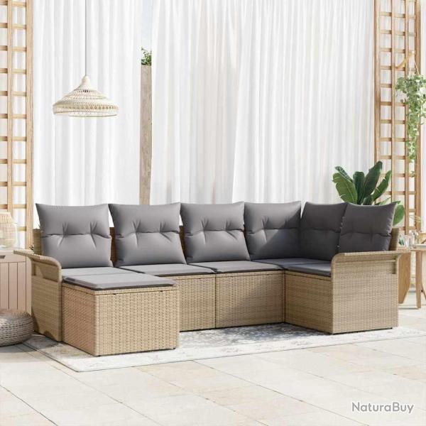 Ensemble de canap� de jardin 6 pcs Beige polyrotin
