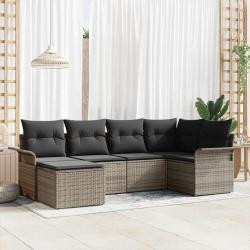Ensemble de canap&eacute; de jardin avec stockage 6 pcs Gris polyrotin
