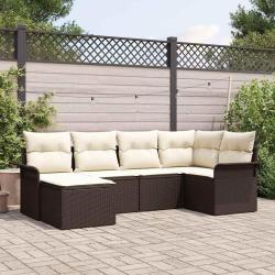 Ensemble de canap&eacute; de jardin 6 pcs Marron Poly rotin